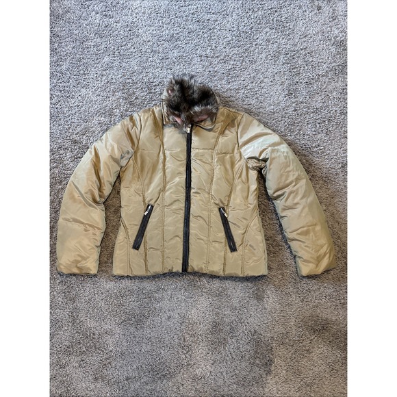 Michael Kors Jackets & Blazers - Michael Kors Beige Down Filled Puffer Jacket Womens Medium M Raccoon Fur